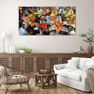 Tableau verre imprimé Abstraction florale aux couleurs intenses
