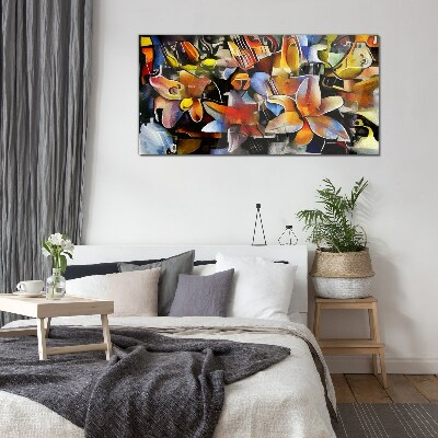 Tableau verre imprimé Abstraction florale aux couleurs intenses