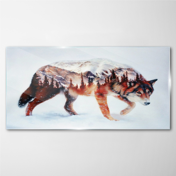 Tableau verre imprimé Loup dans un paysage hivernal