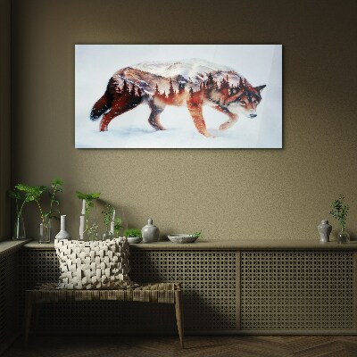 Tableau verre imprimé Loup dans un paysage hivernal