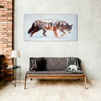 Tableau verre imprimé Loup dans un paysage hivernal
