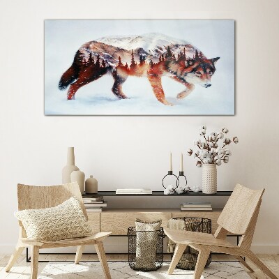Tableau verre imprimé Loup dans un paysage hivernal