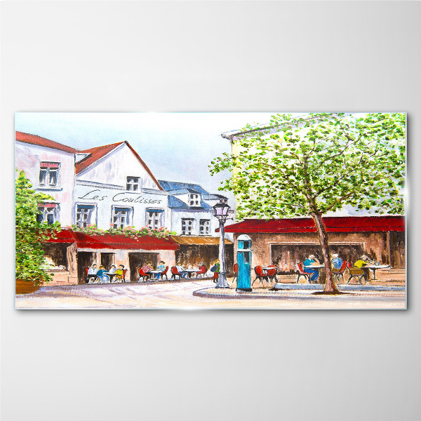 Tableau sur verre Un coin café en ville