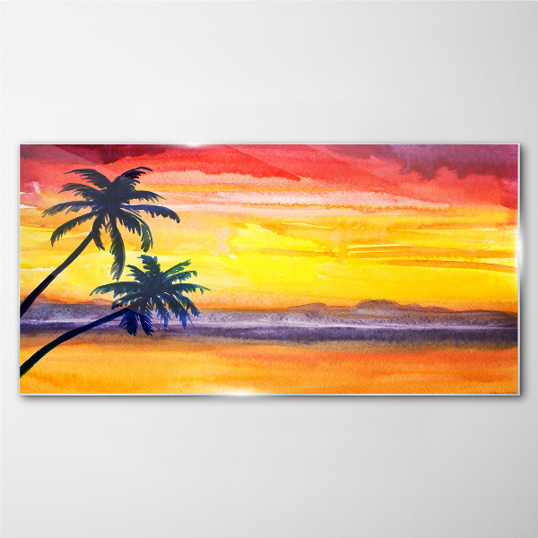 Tableau photo sur verre Coucher de soleil tropical sur la plage