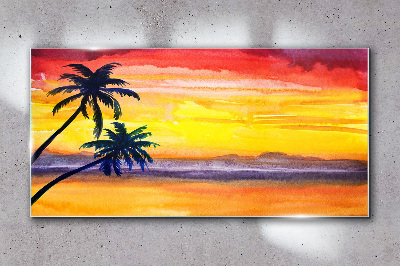 Tableau photo sur verre Coucher de soleil tropical sur la plage