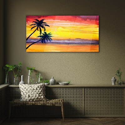 Tableau photo sur verre Coucher de soleil tropical sur la plage