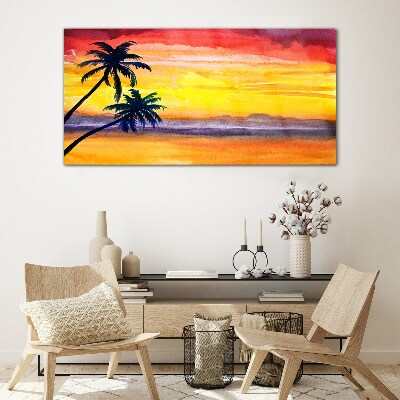 Tableau photo sur verre Coucher de soleil tropical sur la plage