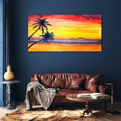 Tableau photo sur verre Coucher de soleil tropical sur la plage