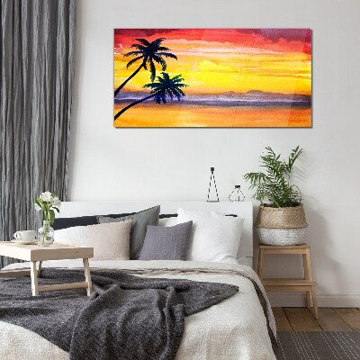 Tableau photo sur verre Coucher de soleil tropical sur la plage