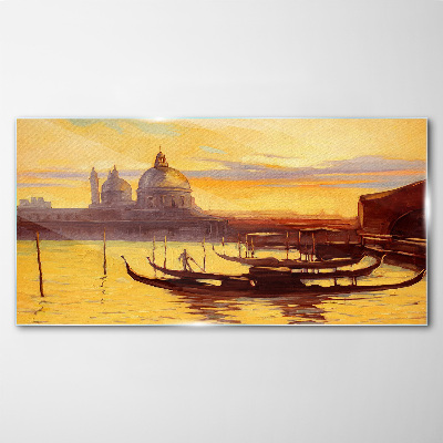 Tableau sur verre Les eaux dorées de Venise