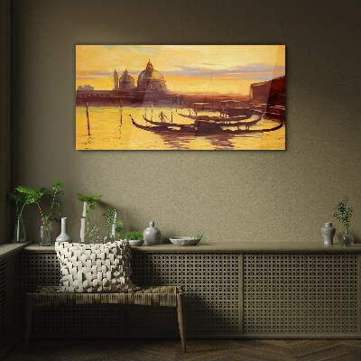 Tableau sur verre Les eaux dorées de Venise