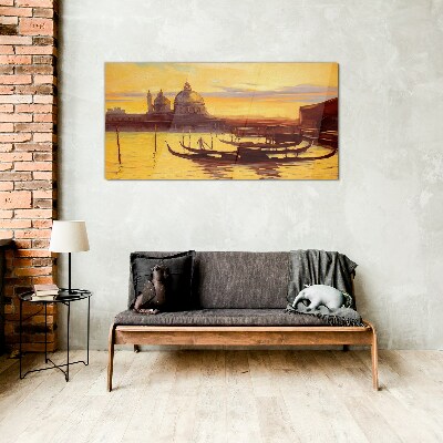 Tableau sur verre Les eaux dorées de Venise