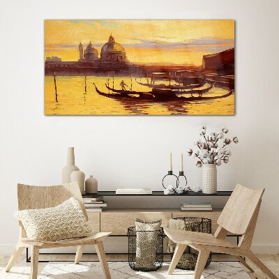 Tableau sur verre Les eaux dorées de Venise