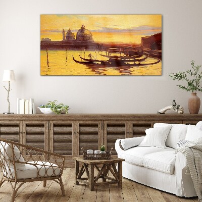 Tableau sur verre Les eaux dorées de Venise