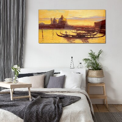 Tableau sur verre Les eaux dorées de Venise
