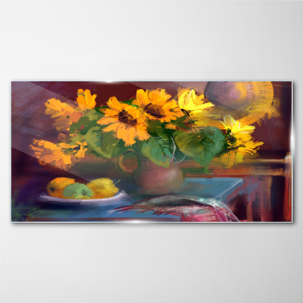 Tableau imprimé sur verre Tournesols dans un vase