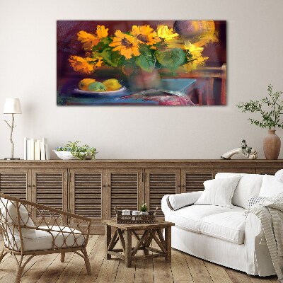 Tableau imprimé sur verre Tournesols dans un vase