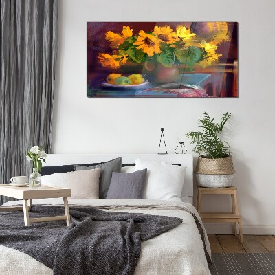 Tableau imprimé sur verre Tournesols dans un vase