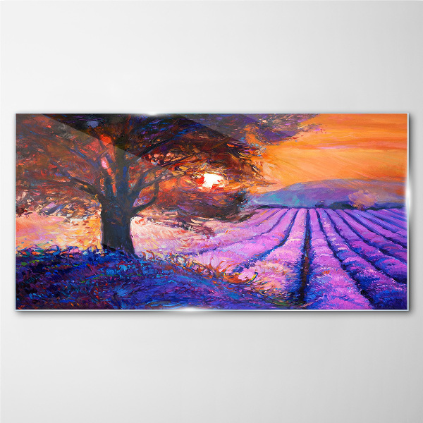 Tableau photo sur verre Paysage violet au coucher du soleil