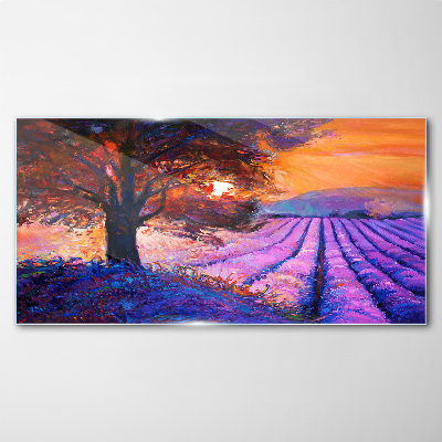 Tableau photo sur verre Paysage violet au coucher du soleil