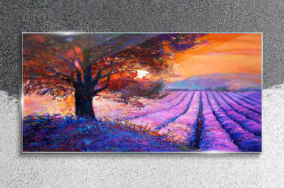 Tableau photo sur verre Paysage violet au coucher du soleil