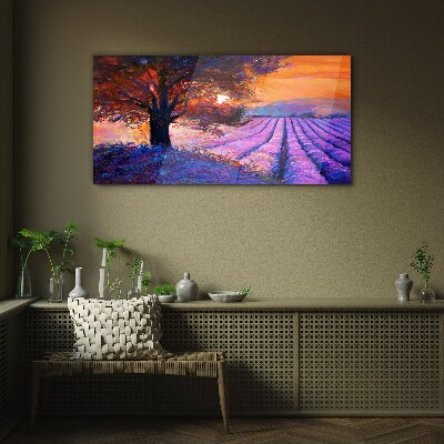 Tableau photo sur verre Paysage violet au coucher du soleil