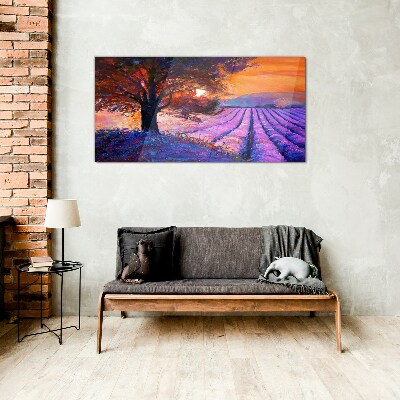 Tableau photo sur verre Paysage violet au coucher du soleil