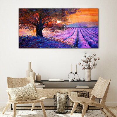 Tableau photo sur verre Paysage violet au coucher du soleil