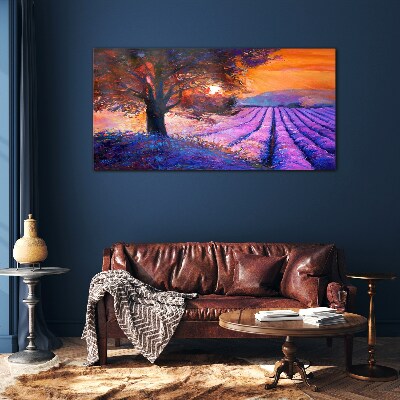 Tableau photo sur verre Paysage violet au coucher du soleil