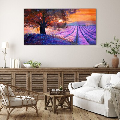 Tableau photo sur verre Paysage violet au coucher du soleil