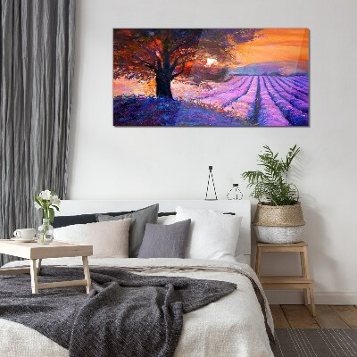 Tableau photo sur verre Paysage violet au coucher du soleil