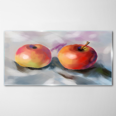 Tableau sur verre Pommes juteuses sur fond pastel