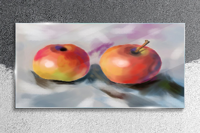 Tableau sur verre Pommes juteuses sur fond pastel