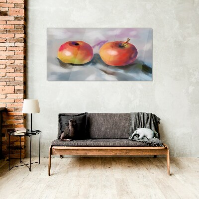 Tableau sur verre Pommes juteuses sur fond pastel