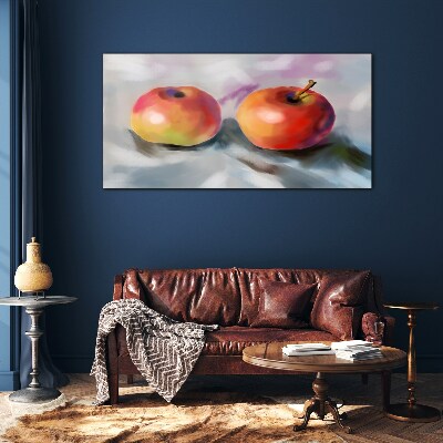 Tableau sur verre Pommes juteuses sur fond pastel