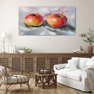 Tableau sur verre Pommes juteuses sur fond pastel