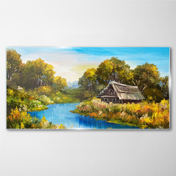 Tableau en verre Un paysage rural paisible en été