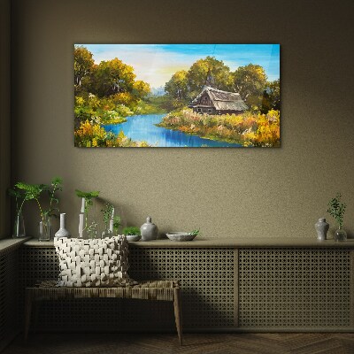 Tableau en verre Un paysage rural paisible en été