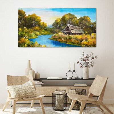 Tableau en verre Un paysage rural paisible en été