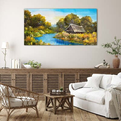 Tableau en verre Un paysage rural paisible en été