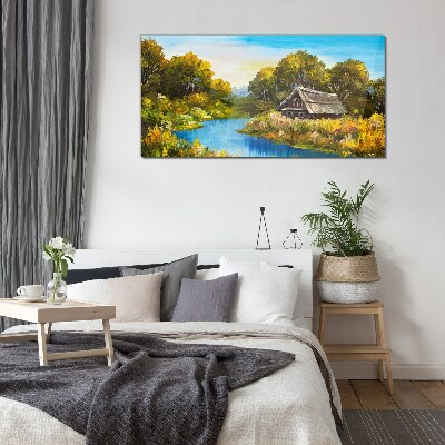 Tableau en verre Un paysage rural paisible en été