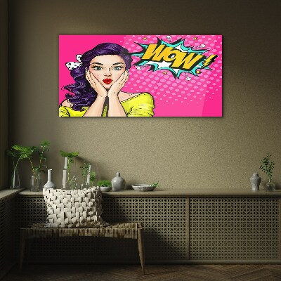 Tableau verre imprimé La surprise dans le Pop Art