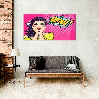 Tableau verre imprimé La surprise dans le Pop Art