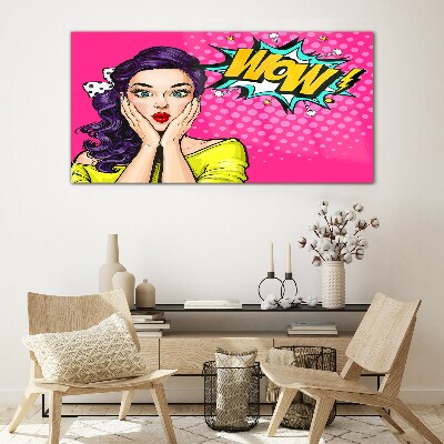 Tableau verre imprimé La surprise dans le Pop Art