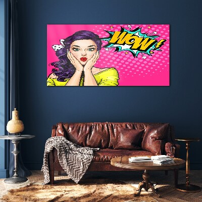 Tableau verre imprimé La surprise dans le Pop Art