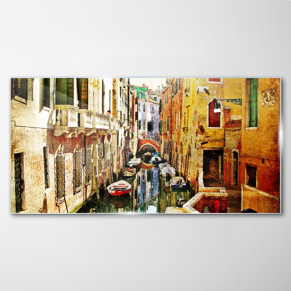 Tableau photo sur verre Rue vénitienne avec un canal