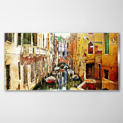Tableau photo sur verre Rue vénitienne avec un canal