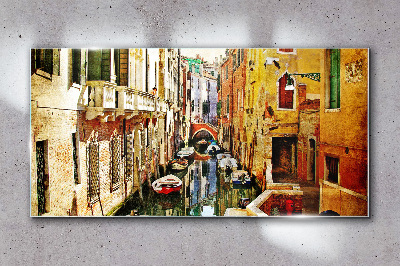 Tableau photo sur verre Rue vénitienne avec un canal