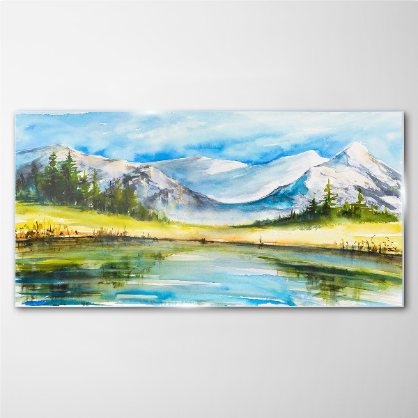 Tableau en verre Paysage de montagne à l'aquarelle