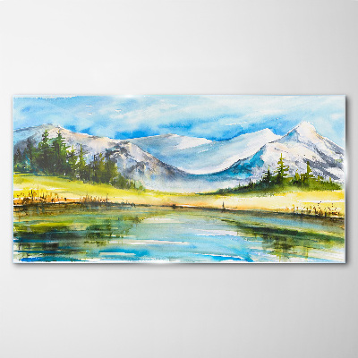 Tableau en verre Paysage de montagne à l'aquarelle